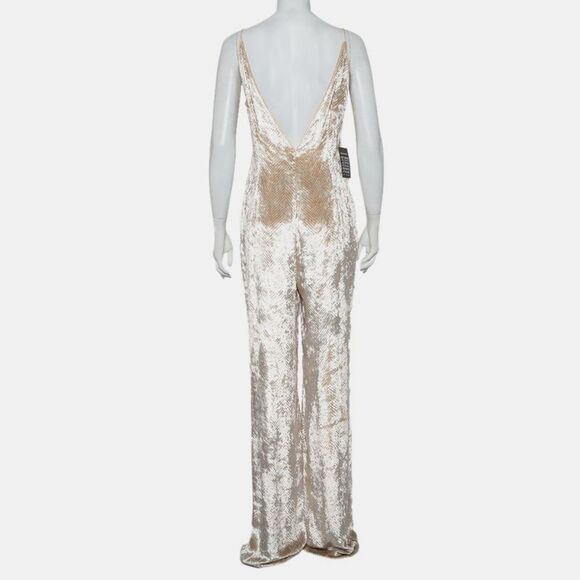 Gabriela Hearst Beige Patterned Velvet Catherine Jumpsuit M - Picture 3 of 4